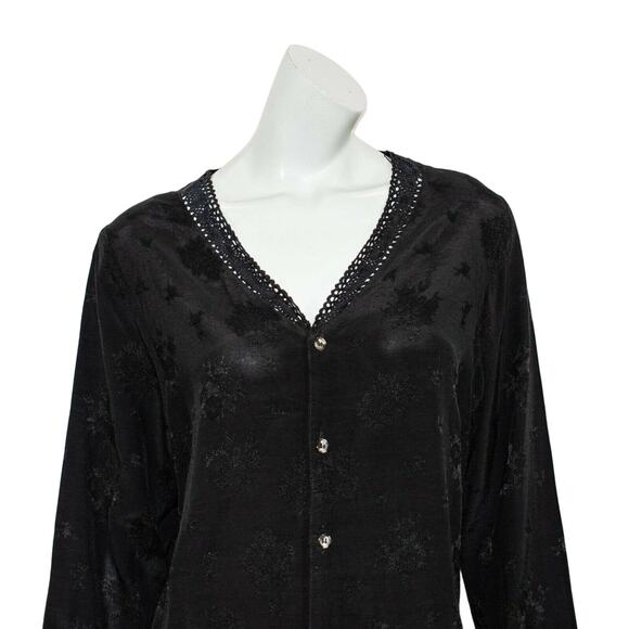 CP SHADES Women's Black Floral Button-up Shirt Size Medium - Picture 8 of 9
